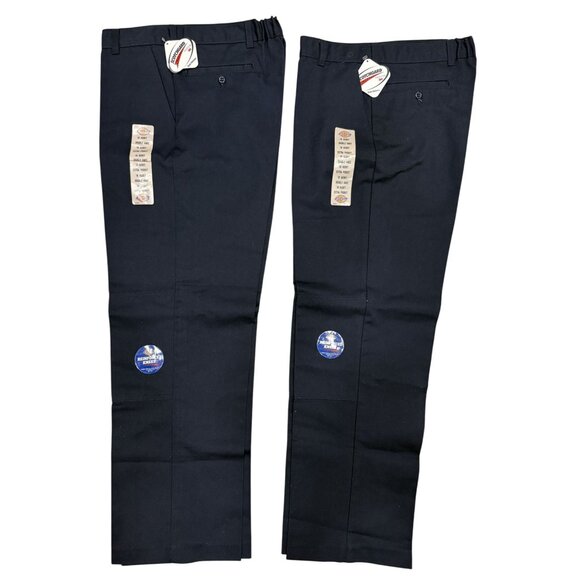 Lot of 2 Dickies Boys Navy School Uniform Pants 16 Husky Reinforced Knees NWT - Picture 1 of 4